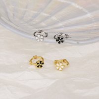 New 925 Sterling Silver Korean Version Simple Five Petal Flower Drop Glue White Flower Ear Buckle Small And Exquisite Earrings
