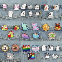 Animal Collection Enamel Pins Set Cartoon Cat Dog Parrot Goose Flork Memes Brooch Lapel Badge Frog Duck Football Orca Jewelry