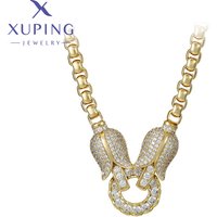 Xuping Jewelry Luxury Flower Copper Alloy 45cm Necklace of Light Gold Color Necklaces for Women Exquisite Gift X000941367