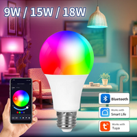 Tuya Smart Bluetooth Bulb E27 220V 9W 15W 18W Color Changing Smart Home RGB Lamp Smart Life APP Control Dimmable Timer Function