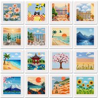 GATYZTORY Seaside City Punch Needle Kits Handiwork Art Embroidery Kit Landscape Embroidery Punch Needle Kits Home Decor Hobby Ki