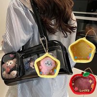 INS Korean Yellow Star Doll Pouch Bag Pendant Cute Fashion Transparent Doll Bag PVC Doll Outdoor Display Bag Clear Plush Pouch