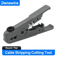 Denswire Cable Stripper for Flat or Round Cable Network Wire Stripper Ethernet Cable Stripping Cutting for RJ45 Network Cable
