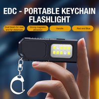 Portable waist hanging keychain, mini flashlight, multifunctional warning flash, self-defense keychain, super large and bright
