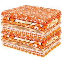 14Pcs orange cute series cotton square sewing fabric, 7 designs, suitable for patchwork sewing, quilting handmade DIY decoration