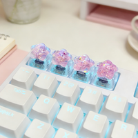 4pcs DIY Personalized Transparent Star Glitter Keycaps Transparent Cute 3D Direction Keys Game Mechanical Keyboard Keycaps
