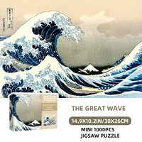 380x260mm Mini 1000 pieces paper Jigsaw Puzzle for Adults great wave famous painting Puzzle Toy Family Game Famous Decoration