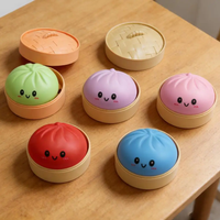 Large Dumpling Stress Ball with Steamer Colorful Squishy Bun Sensory Toy Soft Squeeze Dough Ball for Kids Adult