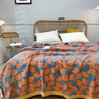 Dreischichtige Gaze-Decke aus 100 % Baumwoll-Jacquard, weiche, hautfreundliche Tagesdecke, leichter Nickerchenüberwurf für Zuhause, Reisen, Büro