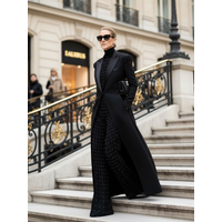 Bonboho 2026 Women's Elegant Blazer Jacket Solid Black Slim Long Sleeve Extra-Long Splited Blazer Coat Female Formal Outerwear