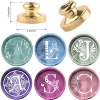 25mm Round Wax Seal Stamp Letter J L M A S C Flower Sealing Wax Stamper for DIY Wedding Birthday Party Invitations Card Envelope
