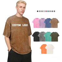 Extra-large 230g pure cotton 100% cotton retro washed faded men's round-neck short-sleeved T-shirt high-quality custom logo
