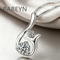 925 Sterling Silver Stylish Delicate Fishtail Zircon Necklace, Birthday Party Anniversary Gift