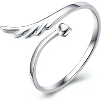 925 Sterling Silver Ring Angel's Wings Heart-shaped Opening Ring Ladies Stylish Minimalist Birthday Party Wedding Jewelry Gift
