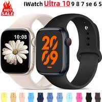 Silicone Band For Apple Watch strap 46mm 44mm 45mm 40mm 41mm 38 42mm 49mm sport bracelet iwatch series 10 9 8 SE 7 6 5 4 3 Ultra