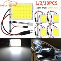 1/2/10PCS Cob 16 24 36 48SMD White Reading Lamp Led T10 Car Parking Bulb Auto Interior Panel Light Festoon License Plate Light