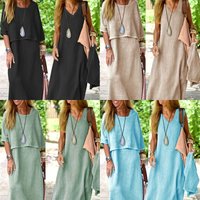 Summer 2026 Outfits Woman Dress Two Piece Set Crop Neck Dresses Black Beige Maxi Dress Round Neck Loose Fit Casual Dress