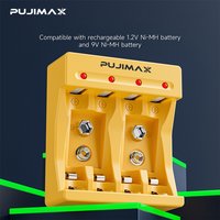 PUJIMAX 4 Slots Smart 9v Battery Charger Aaa AA NiMH NiCd Battery Adapter 1.2v AA AAA Rechargeable Battery 9v Charger for 2A 3A