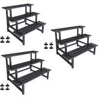 Metal Plant Stand Black Freestanding Stable 3 Tier Planter Display Shelf for Office Balcony Indoor Outdoor Garden Flower Store