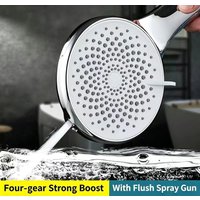 4 Modes High Pressure Shower Head with Power Jet Spray, Adjustable Handheld Showerhead for Bathroom, Large Flow Water Saving & M