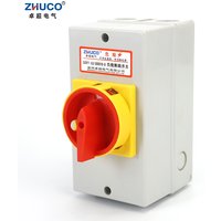 ZHUCO SZD11-63/300010-D 63A 3 Poles On Off Isolator Load Break Switch With Pad Lock Rotary Cam Switch 3P With Waterproof Box