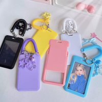 1/2pcs Colorful star retractable plastic ID Card Photocard holder with keychain Cute practical suitable for bus cards campus