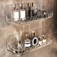 Acryli Bathroom Shelf No Drill Organizer Shower Storage Rack Washstand Cosmetics Storage Rack Wall Mounted Toilet Shampoo Holder