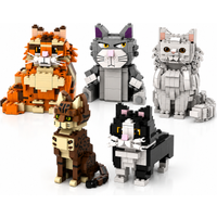 MOC Creative Cat Building Blocks DIY Feline Model Desktop Decor Bricks Animal Ornament Gift for Adult Pet Lovers Compatible