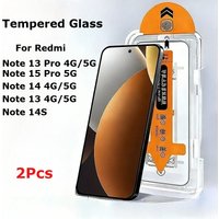 2 Pcs Dust Free Tempered Glass For Xiaomi Redmi Note 13 15 Pro 5G 14S 14 Easy Install Screen Protector Phone Glass