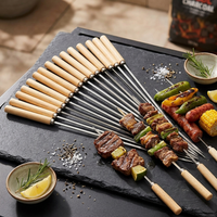 Skewers for Barbecue Reusable Grill Stainless Steel Skewers Shish Kebab BBQ Camping Flat Forks Gadgets Kitchen Accessories Tools