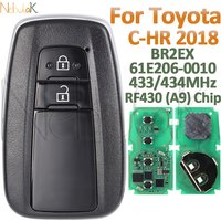 Car Smart Key BR2EX 61E206-0010 For Toyota C-HR 2018 433/434mhz RF430 (A9) Chip 2 Buttons Auto Remote Control Fob Card with Logo