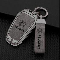 Car Zinc Alloy Leather Smart Key Case Shell Cover Protector Fob for Peugeot 308 408 508 2008 3008 4008 5008 Keychain Accessories