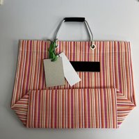 2026 New Straw Weaving Bag Leisure Shopping Bag Handbag Tote Tote Bag Colorful Stripes
