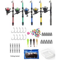 1.8m Telescopic Fishing Rod Combo Set: Includes Spinning Reel, Lures, Hooks, Suitable For Freshwater Saltwater Fishing Beginners