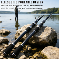 NEW 1.8M-3.6M Ultra Short Carbon Telescopic Fishing Rod Fast Action Ultralight Carp Surf Spinning Rod Carp Trout Bass Pole Pesca