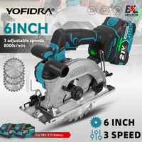 YOFIDRA 6 Zoll Bürstenlose Elektrische Kreissäge Handgeführtes Holz- und PVC-Rohrschneidewerkzeug mit 55mm Schnittdiefe für Makita 18-21V Akku