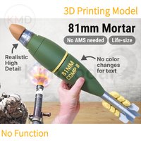 3D Printed US 81mm Mortar Model M821 Static No Functional Military Fans Collection Ornament Teach Tool Manual Assembly DIY Model