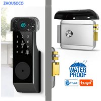 IP65 Waterproof Tuya Wifi Remote Control Bluetooth TTLock Fingerprint Smart Door Lock App Card Digital Code Keyless Electronic