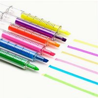 Syringe Highlighter Pen Syringe Needle Shape Mechanical Color Pen Ballpoint for Office School Marker Writing Tool