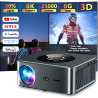 XIWBSY 25000 Lumens Android 4K LED Projector 800ANSI WiFi6 Bluetooth Projector Video Home Theater Auto Focus/Keystone Proyector