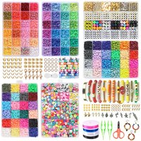 Clay Beads Bracelet Making Kit Friendship Flat Round Polymer Clay Beads Set for Jewelry Making DIY Handmade Craft Gifts Supplies