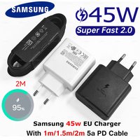 2M Samsung Original 45W PD Charger USB Type C Adapter Super Fast Galaxy S26 S25 Ultra Plus S24 S23 S22 zfilp A56 A36 EU 5A Cable