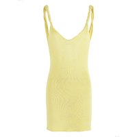 2025 Women Summer Swimsuit Cover Up Sexy Butter Yellow Beach Mini Dress Chic Straps V-neck Sleeveless Holiday Party Dresses K215