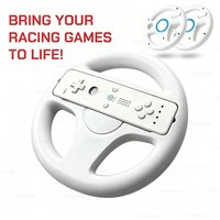 1PC Steering Racing Wheel for Nintendo Wii Remote Controller Kart Racing Games Black White Racing Wheels for Wii Accessories