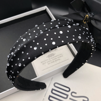 High skull top temperament, diamond studded hairpin headband, women's black adult versatile headband, headpiece headband