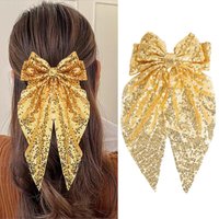 Handmade Bowknot Sequin Bow Hair Clip Big Bows Sequins Design Sequins Hair Clip Sparkling Party Headwear Bowknot Hairpins