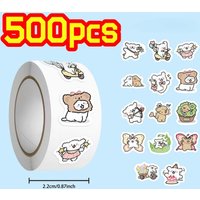 500Pcs/Roll Kawaii Dog Stickers, Cute Cartoon Puppy Decals for DIY, Journal & Gift Embellishment