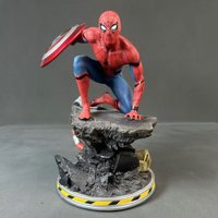 Marvel Spider Man Statue One Fourth Scale Resin Gk Figure With Captain America Shield Collectible Model For Adult Collection