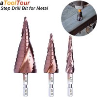 M35 Cobalt Step Drill Bit Stepper Cone for Metal Aluminium Alloy Steel HSS CO High-Speed Steel Conical Hex Shank Hole Cutter Set