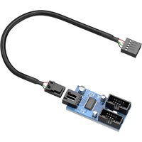 Motherboard USB 2.0 9-Pin Header to 2-Port Hub Splitter - 30CM Cable USB 9-Pin Internal Cable Adapter